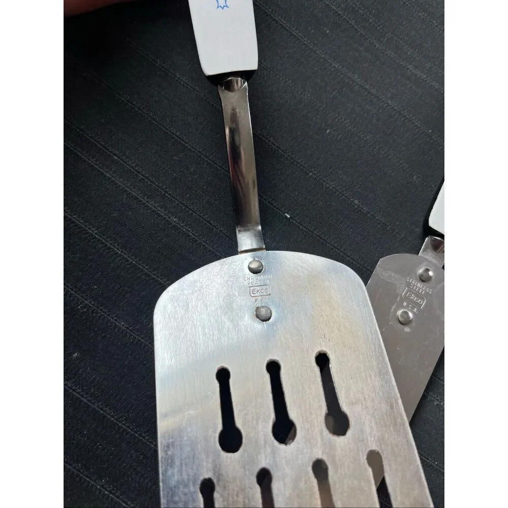 VTG Ekco Floral Handle Spatula Set Mid Century Kitchen Utensils USA